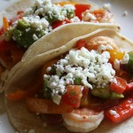 Soft Shrimp Tacos with Avocado Tomato Salad