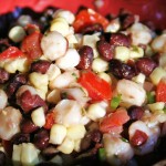 Hominy, black bean, corn and tomato relish