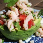 Avocado filled with shrimp ceviche