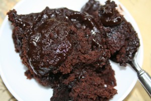 Chocolate Cake with a molten coffee and Kahlua bottom.