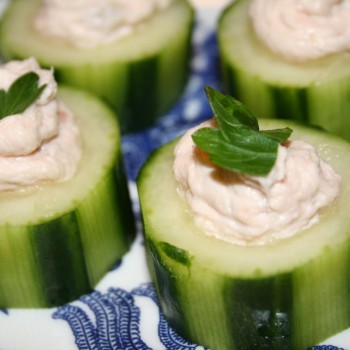 Smoked Salmon in cucumber rounds